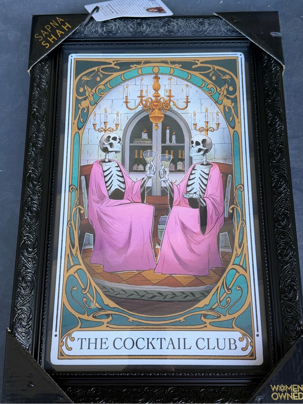 Sapna Shah – The Cocktail Club Loteria Style 18”x12” Framed Wall Art Print - NEW